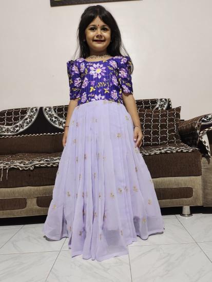 SUMMER GOWN Georgette silk Purple Wholesale children clothing supplier in Kolkata